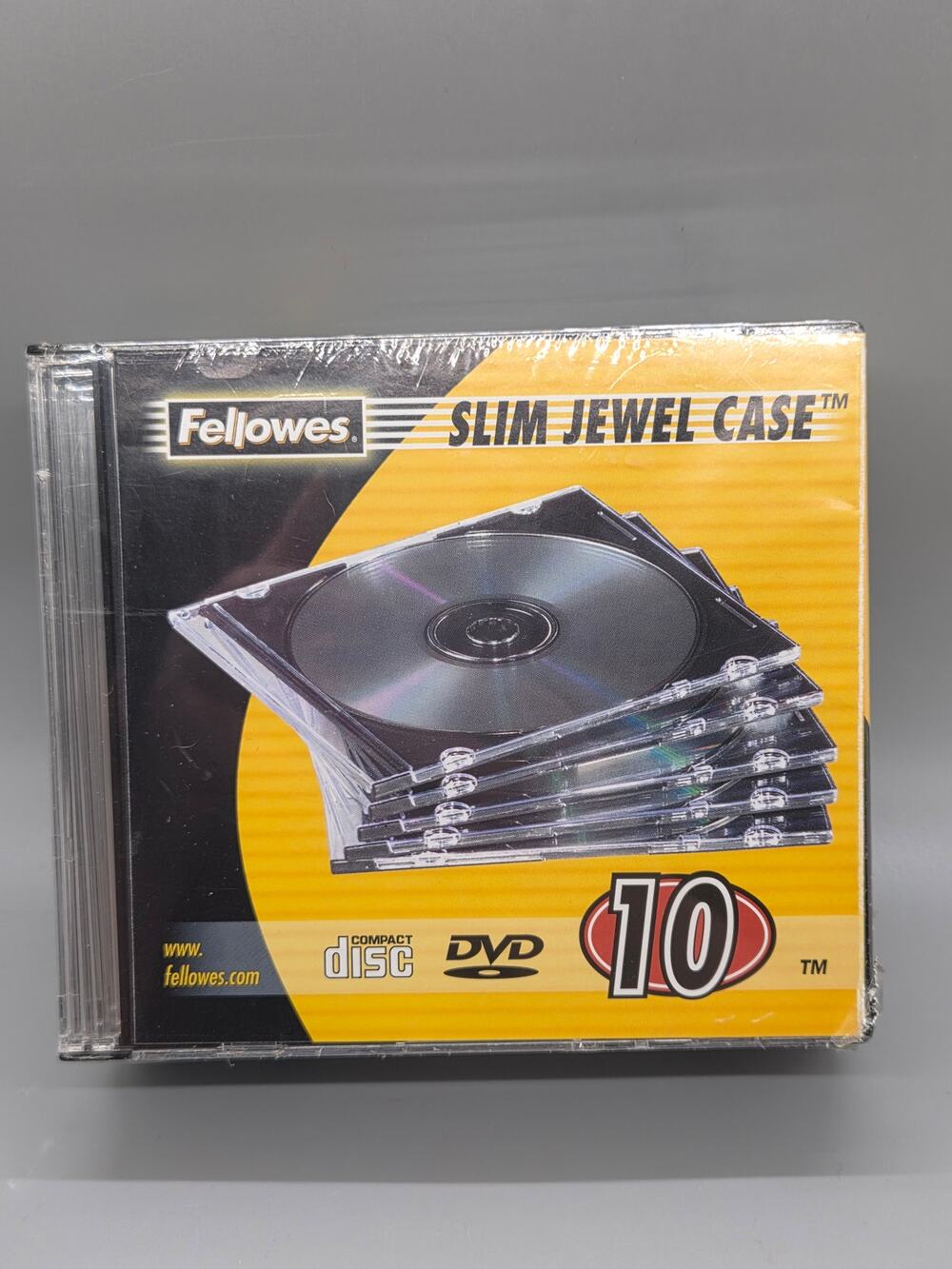 Fellowes Slim Jewel Case - Clear / Black - 10 Pack - New / Sealed
